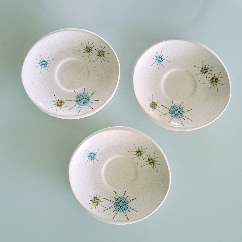 MCM Vintage Franciscan Atomic Starburst Saucer Plates (Set of 3)